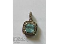 SILVER MEDALLION WITH BLUE TOPAZ HIGH QUALITY