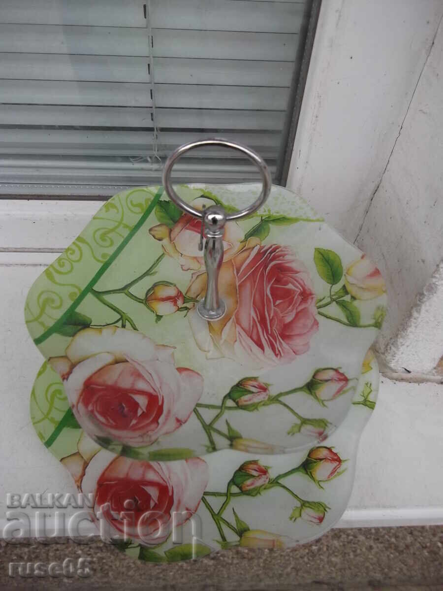 Auction Glass metal fruit bowl on two levels Auction Glass metal fruit bowl on two levels