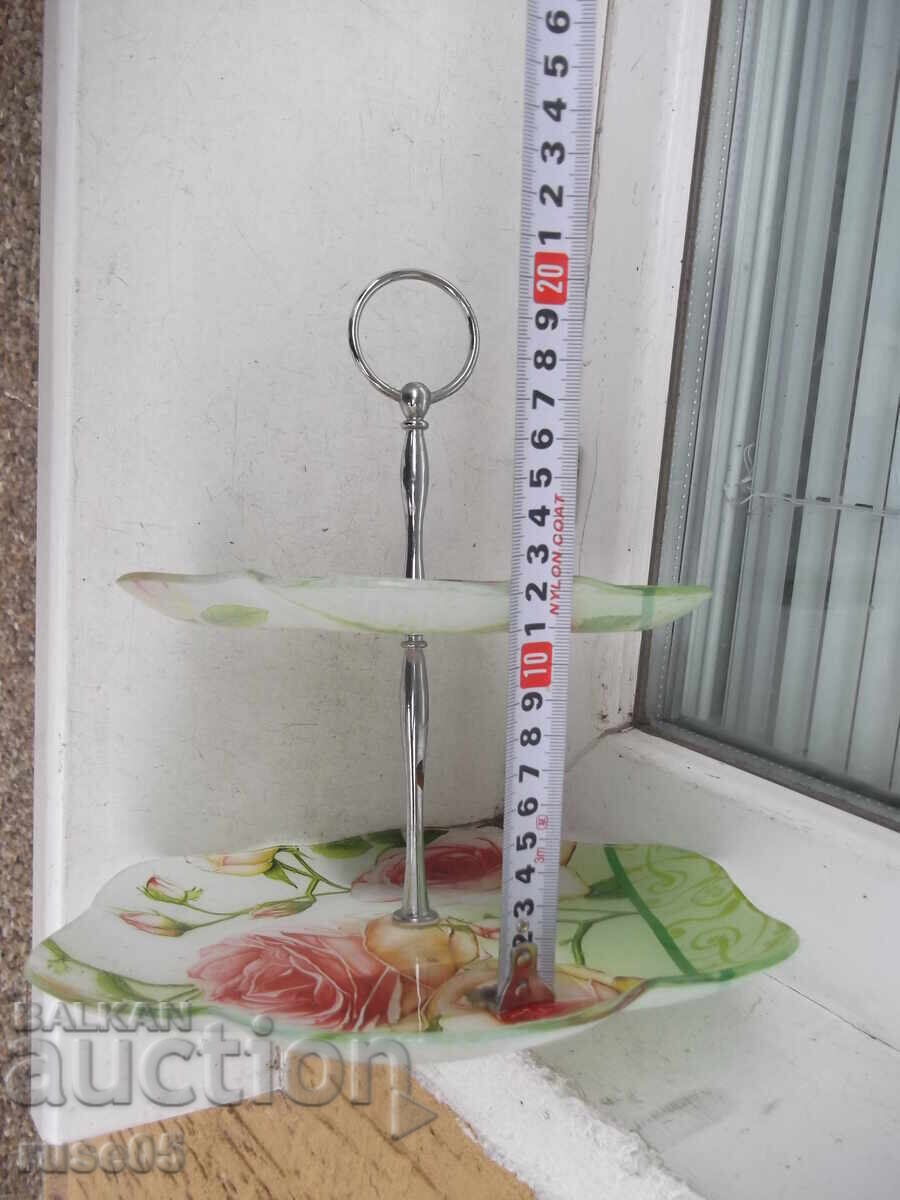 Glass metal fruit bowl on two levels - 6 Glass metal fruit bowl on two levels - 6