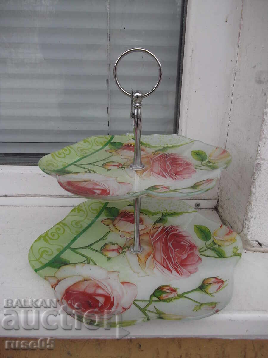 Glass metal fruit bowl on two levels Glass metal fruit bowl on two levels