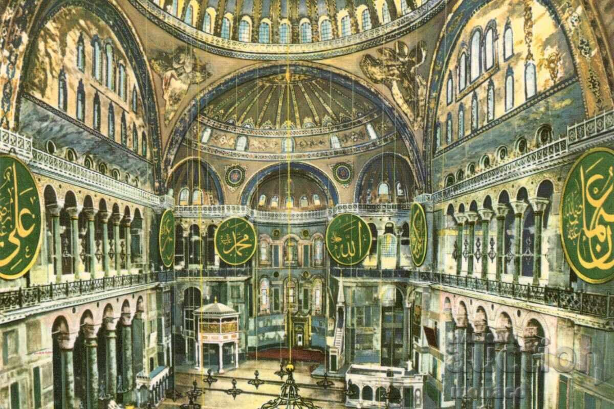 Old postcard - Istanbul, St. Sophia - interior Old postcard - Istanbul, St. Sophia - interior