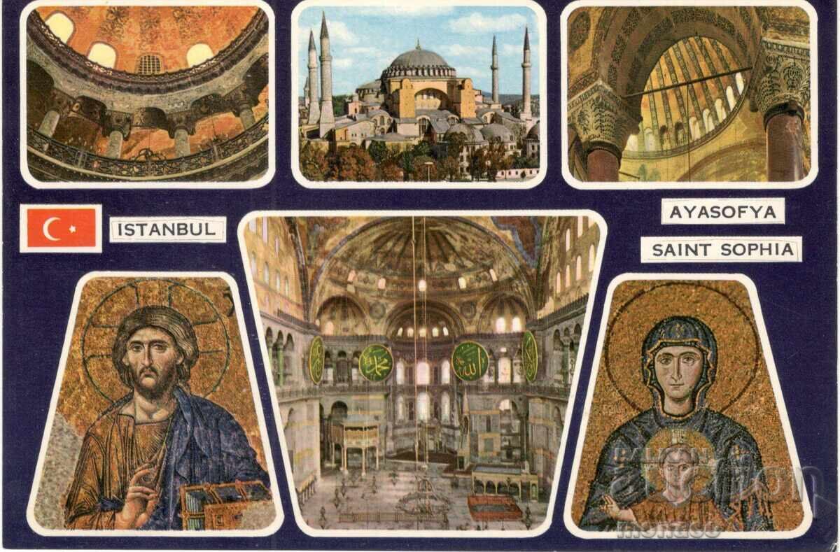 Old postcard - Istanbul, St. Sophia - interior, mix Old postcard - Istanbul, St. Sophia - interior, mix