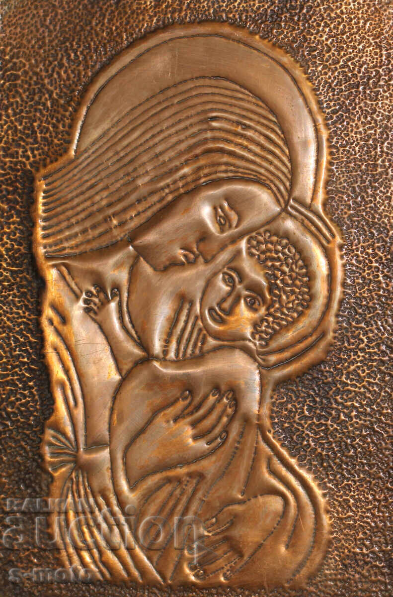 Религиозен плакет пано икона кована мед