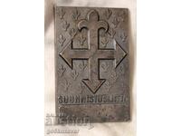 Bronze plaque with a cross sign!