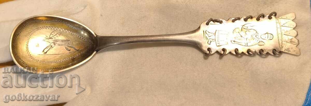 Παράδοση Ασημένιο σκανδιναβικό κουτάλι, επιχρυσωμένο ασήμι 830s Acrustacies Παράδοση Ασημένιο σκανδιναβικό κουτάλι, επιχρυσωμένο ασήμι 830s Acrustacies