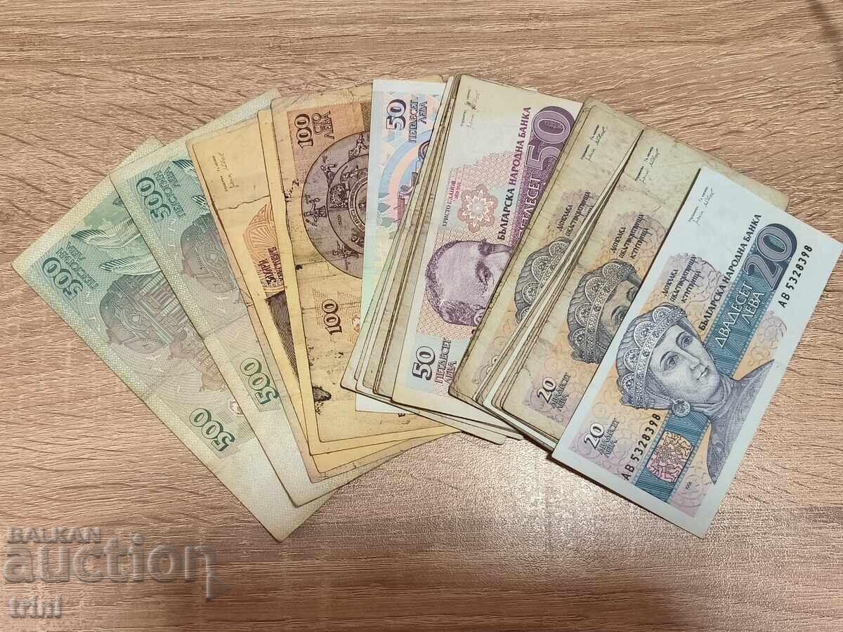 Lot of banknotes Bulgaria 1991 - 1996, 36 pieces