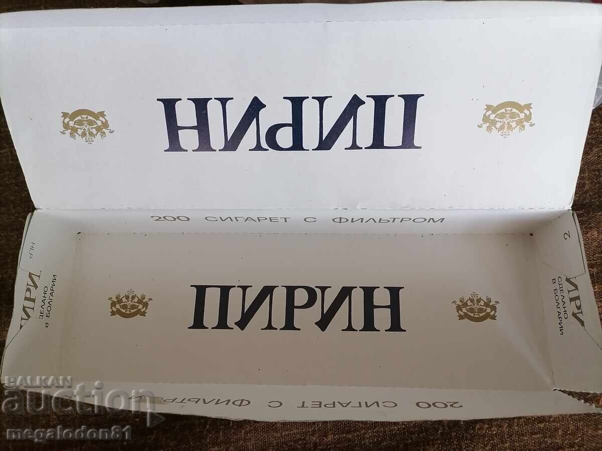 Empty cardboard box of "Pirin" cigarettes Empty cardboard box of "Pirin" cigarettes