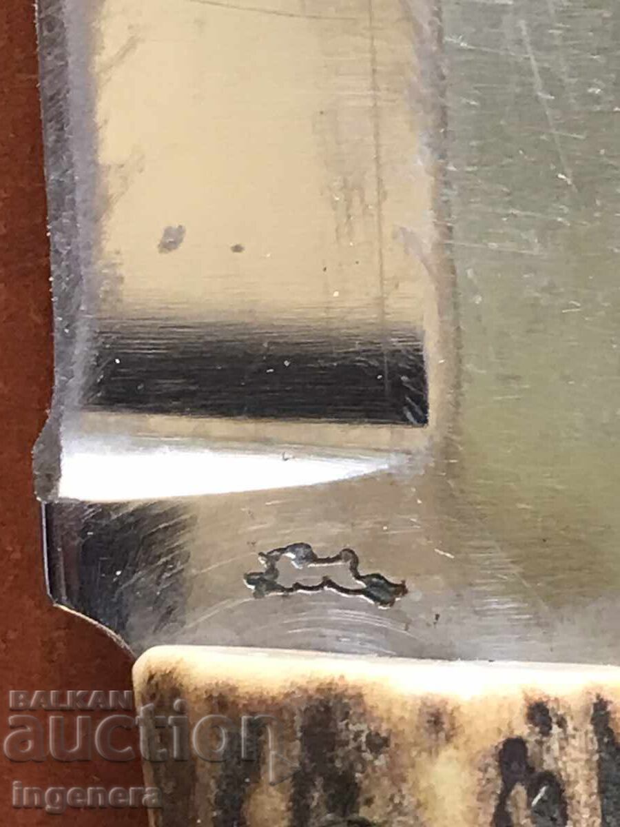 Auction FOLDING KNIFE, ANTIQUE BLADE, MARKED BLADE, HORN Auction FOLDING KNIFE, ANTIQUE BLADE, MARKED BLADE, HORN