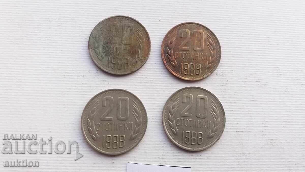 20 CENTS 1988 YEAR 4 NUMBERS with price 2.99 BGN | € 1.53 20 CENTS 1988 YEAR 4 NUMBERS with price 2.99 BGN | € 1.53