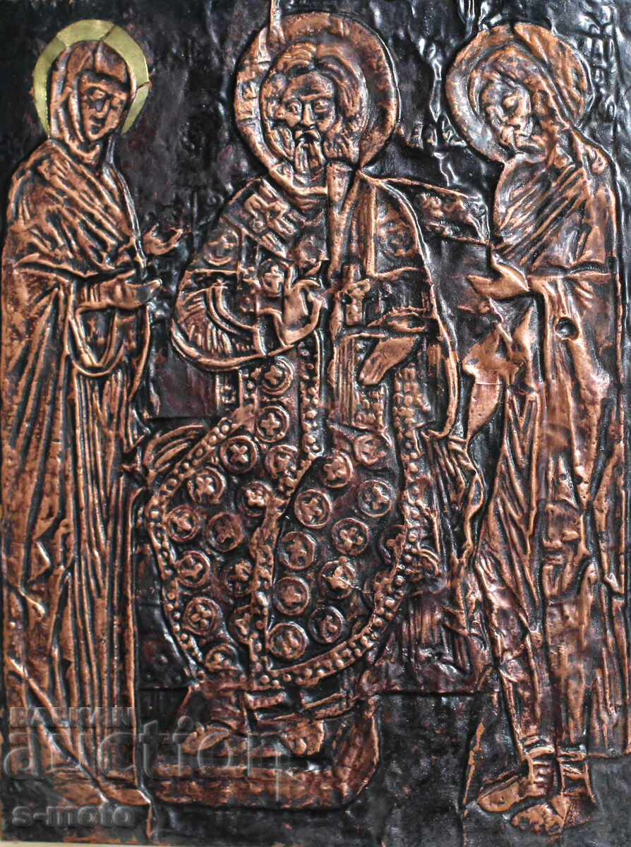 Religious plaque, icon panel, forged copper with price 150.00 BGN | € 76.69