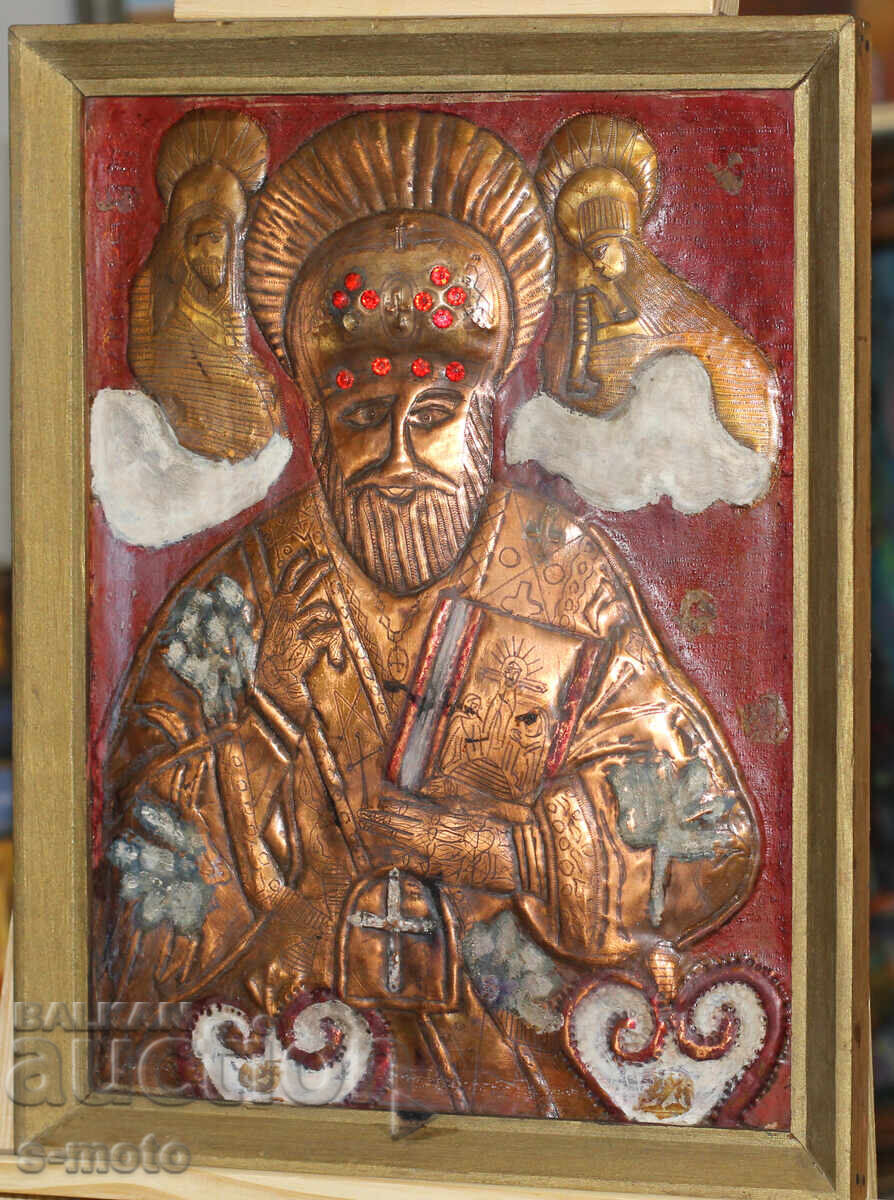 Δημοπρασία Θρησκευτική πλάκα, πίνακας εικονιδίων, σφυρήλατος χαλκός Δημοπρασία Θρησκευτική πλάκα, πίνακας εικονιδίων, σφυρήλατος χαλκός