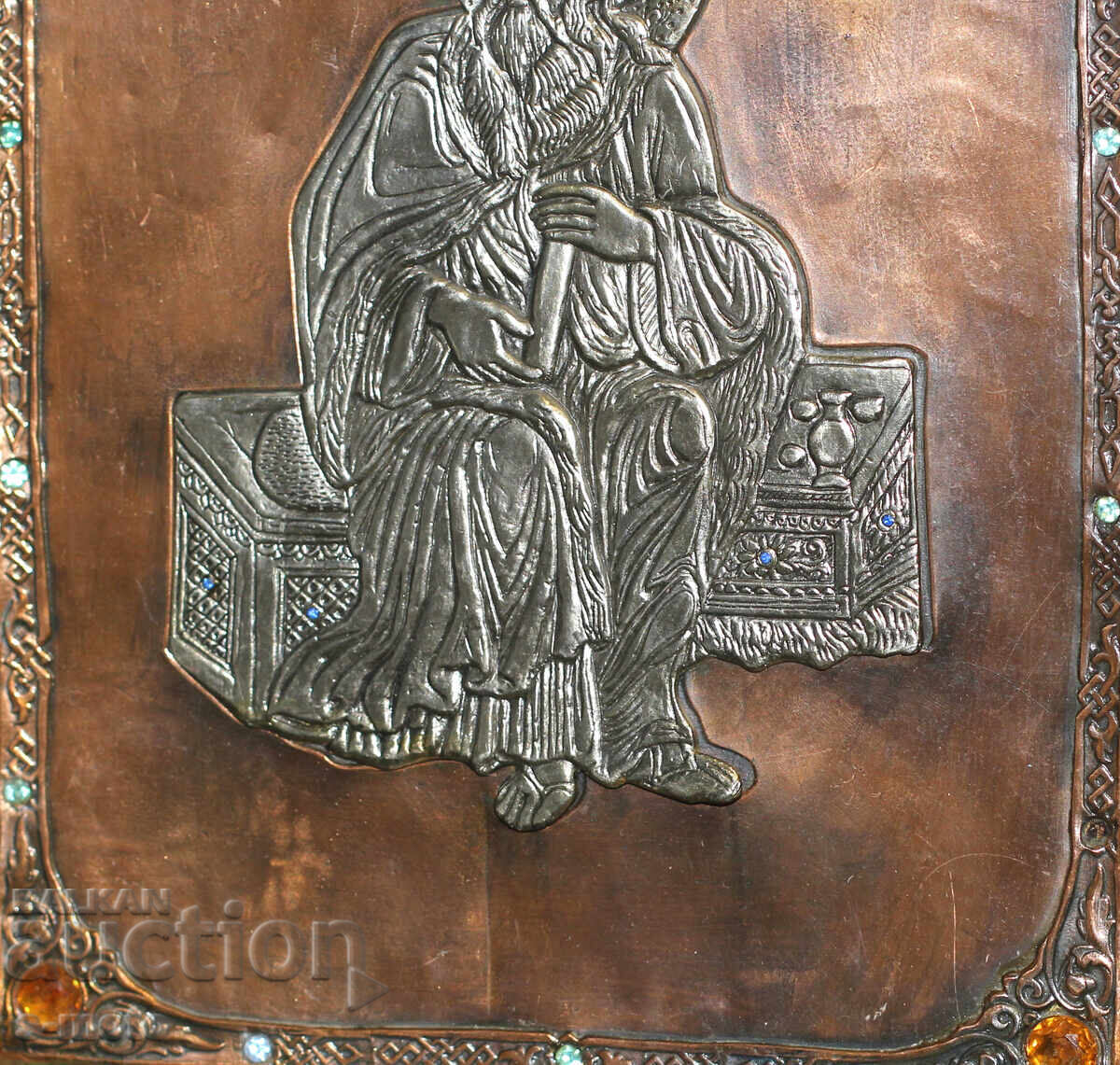 Religious plaque icon forged copper Saint Prophet Elijah - 5
