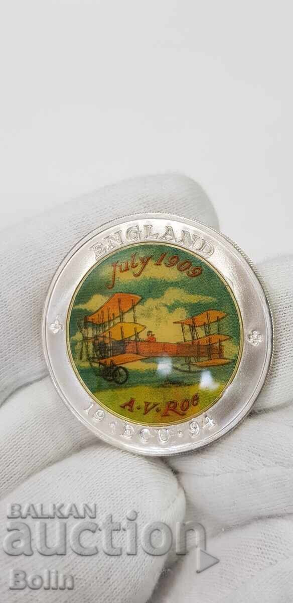 Auction  Colored Silver Coin ECU, ECU - 1994 England