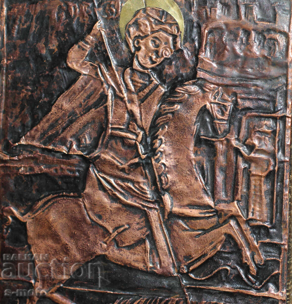 Delivery of Religious plaque, panel icon, forged copper, Saint George