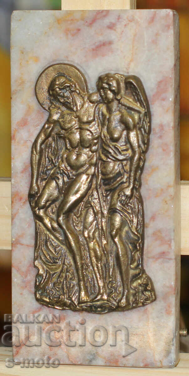 Δημοπρασία Χάλκινο μάρμαρο εικονίδιο θρησκευτικής πινακίδας Δημοπρασία Χάλκινο μάρμαρο εικονίδιο θρησκευτικής πινακίδας