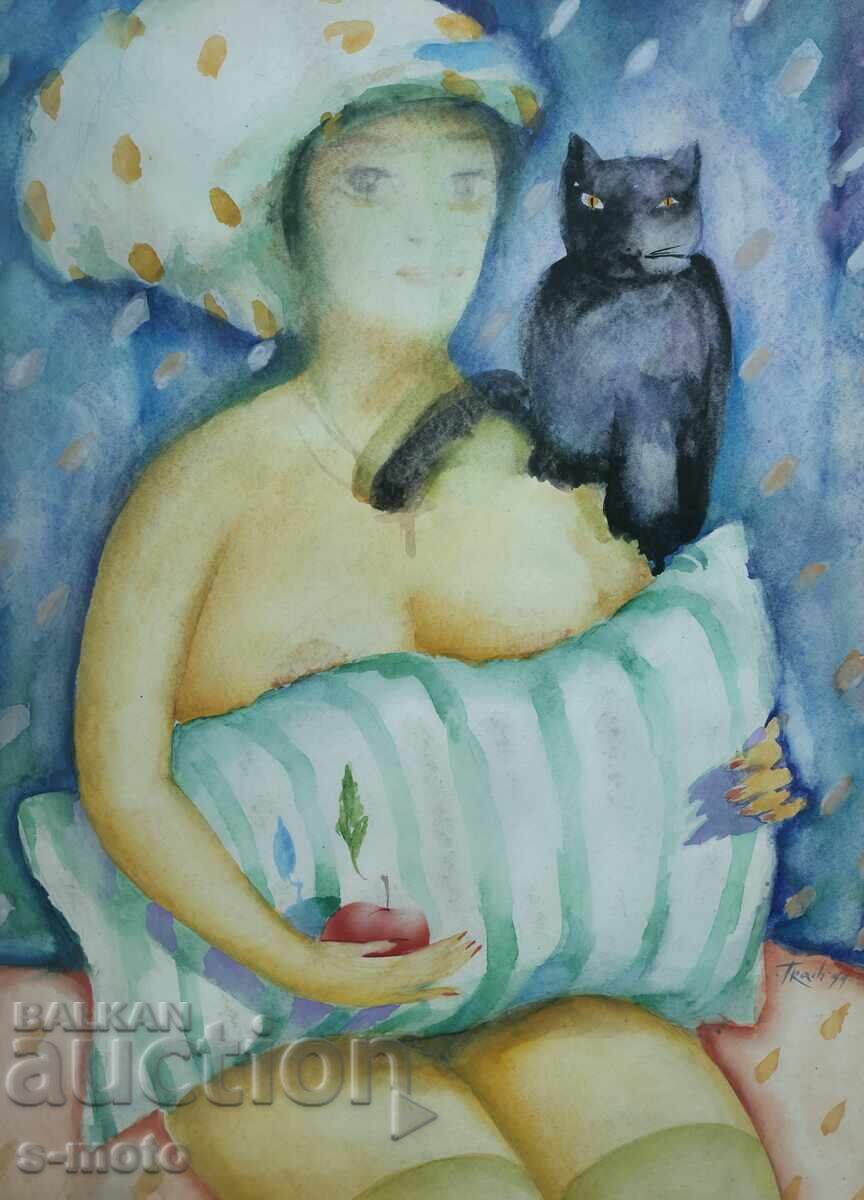 Georgi Tkachov / 1962- / Watercolor female portrait 1999 with price 500.00 BGN | € 255.65 Georgi Tkachov / 1962- / Watercolor female portrait 1999 with price 500.00 BGN | € 255.65