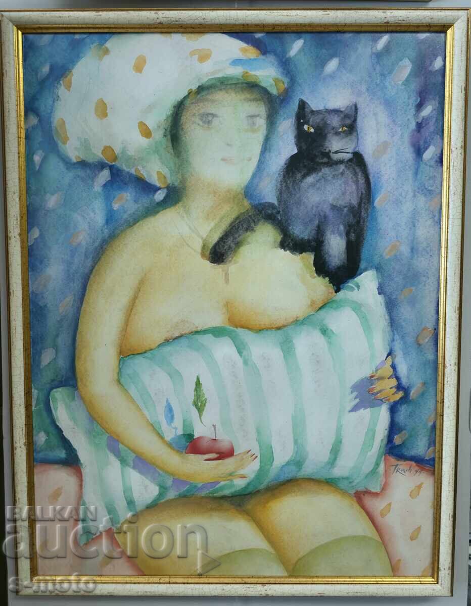 Auction Georgi Tkachov / 1962- / Watercolor female portrait 1999 Auction Georgi Tkachov / 1962- / Watercolor female portrait 1999