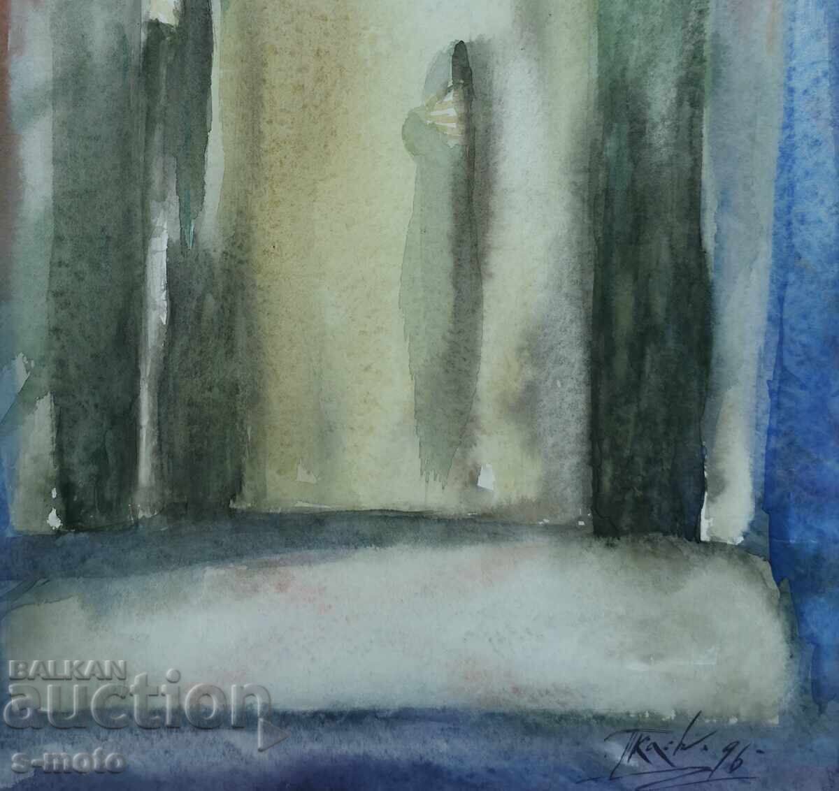 Georgi Tkachov / 1962- / Portret figură acuarelă 1996. - 7 Georgi Tkachov / 1962- / Portret figură acuarelă 1996. - 7