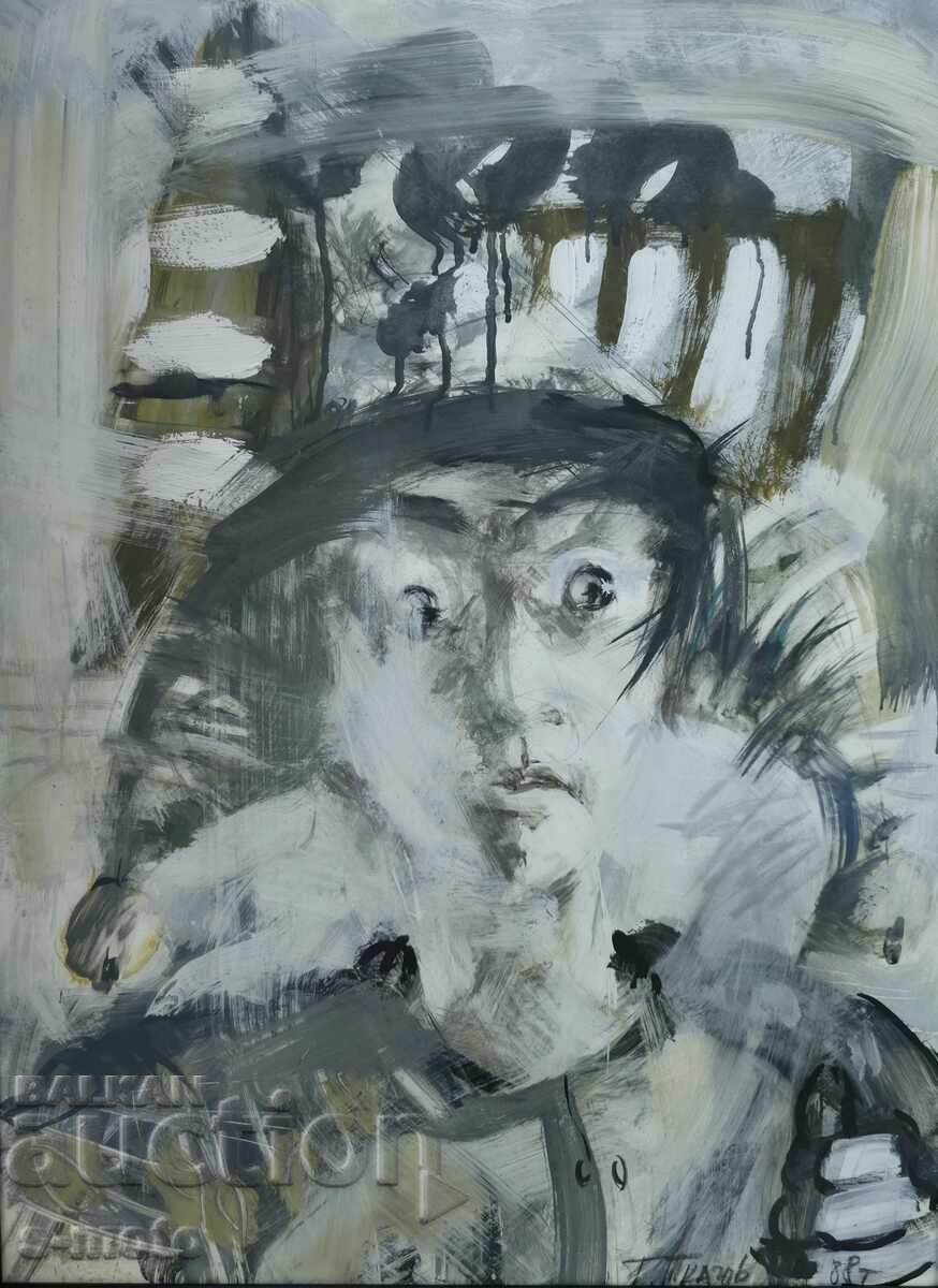 Auction Georgi Tkachov / 1962- / Gouache figure portrait 1988 Auction Georgi Tkachov / 1962- / Gouache figure portrait 1988