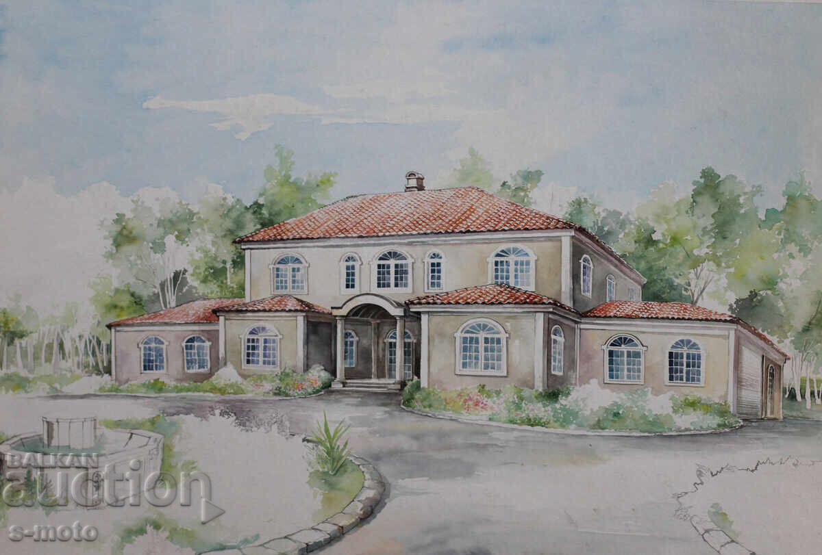 Παλιά αστικό τοπίο ζωγραφικής με ακουαρέλα με τιμή 300.00 BGN | € 153.39 Παλιά αστικό τοπίο ζωγραφικής με ακουαρέλα με τιμή 300.00 BGN | € 153.39