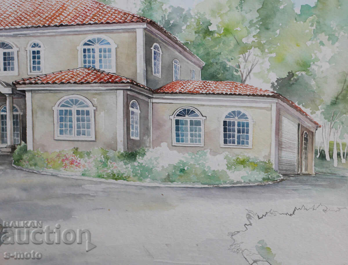 Παράδοση Παλιά αστικό τοπίο ζωγραφικής με ακουαρέλα Παράδοση Παλιά αστικό τοπίο ζωγραφικής με ακουαρέλα