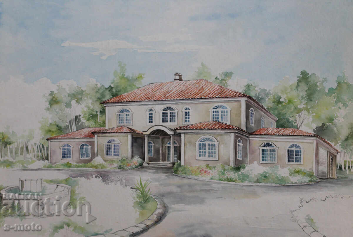 Παλιά αστικό τοπίο ζωγραφικής με ακουαρέλα Παλιά αστικό τοπίο ζωγραφικής με ακουαρέλα