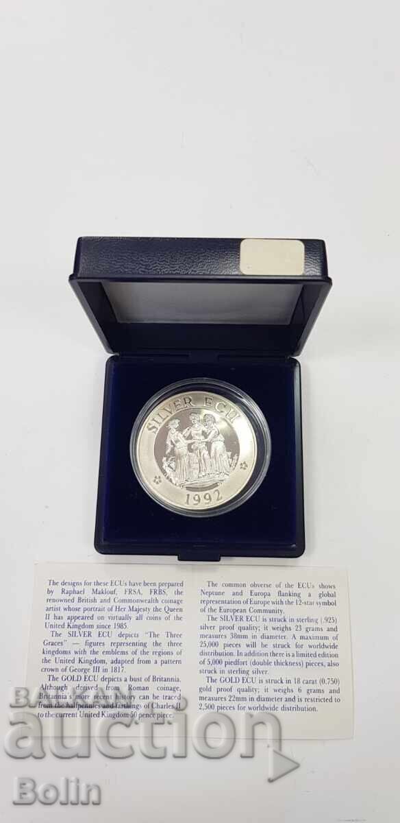 Silver coin ECU, ECU - 1992 England - 7 Silver coin ECU, ECU - 1992 England - 7