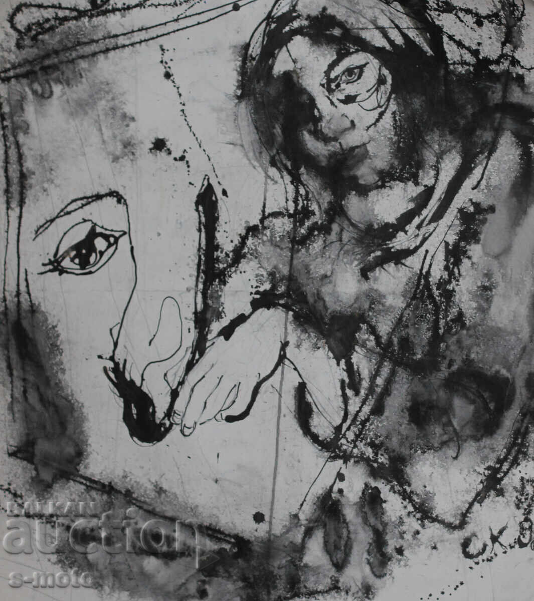 Sasho Kostov / 1954-2021 / Watercolor female portrait 1988 with price 450.00 BGN | € 230.08 Sasho Kostov / 1954-2021 / Watercolor female portrait 1988 with price 450.00 BGN | € 230.08