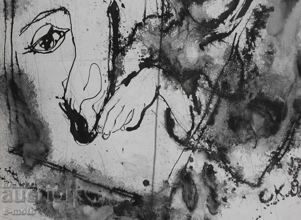 Sasho Kostov / 1954-2021 / Watercolor female portrait 1988 - 5 Sasho Kostov / 1954-2021 / Watercolor female portrait 1988 - 5