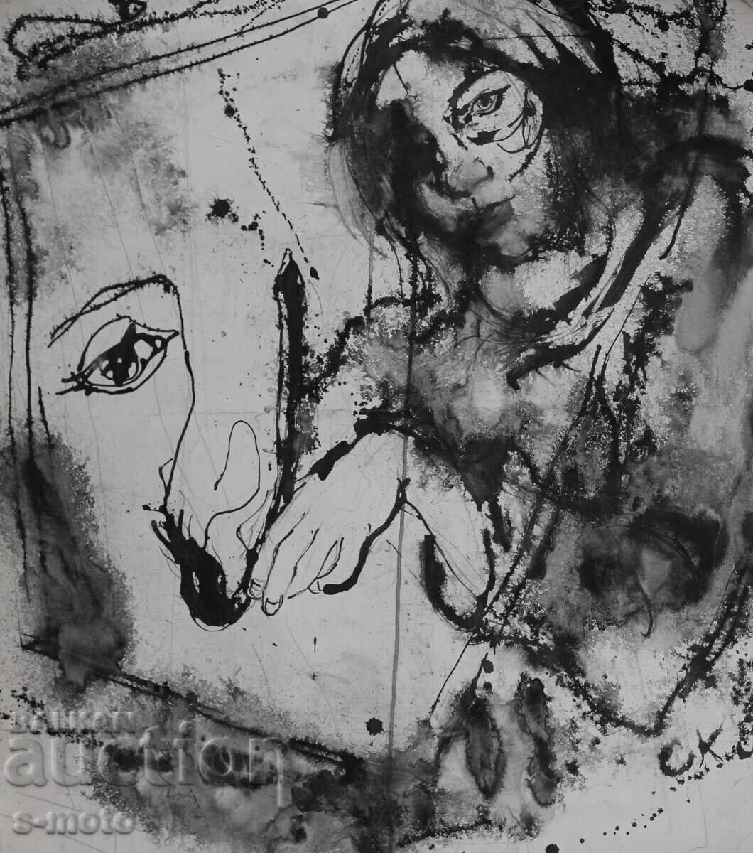 Sasho Kostov / 1954-2021 / Watercolor female portrait 1988 Sasho Kostov / 1954-2021 / Watercolor female portrait 1988