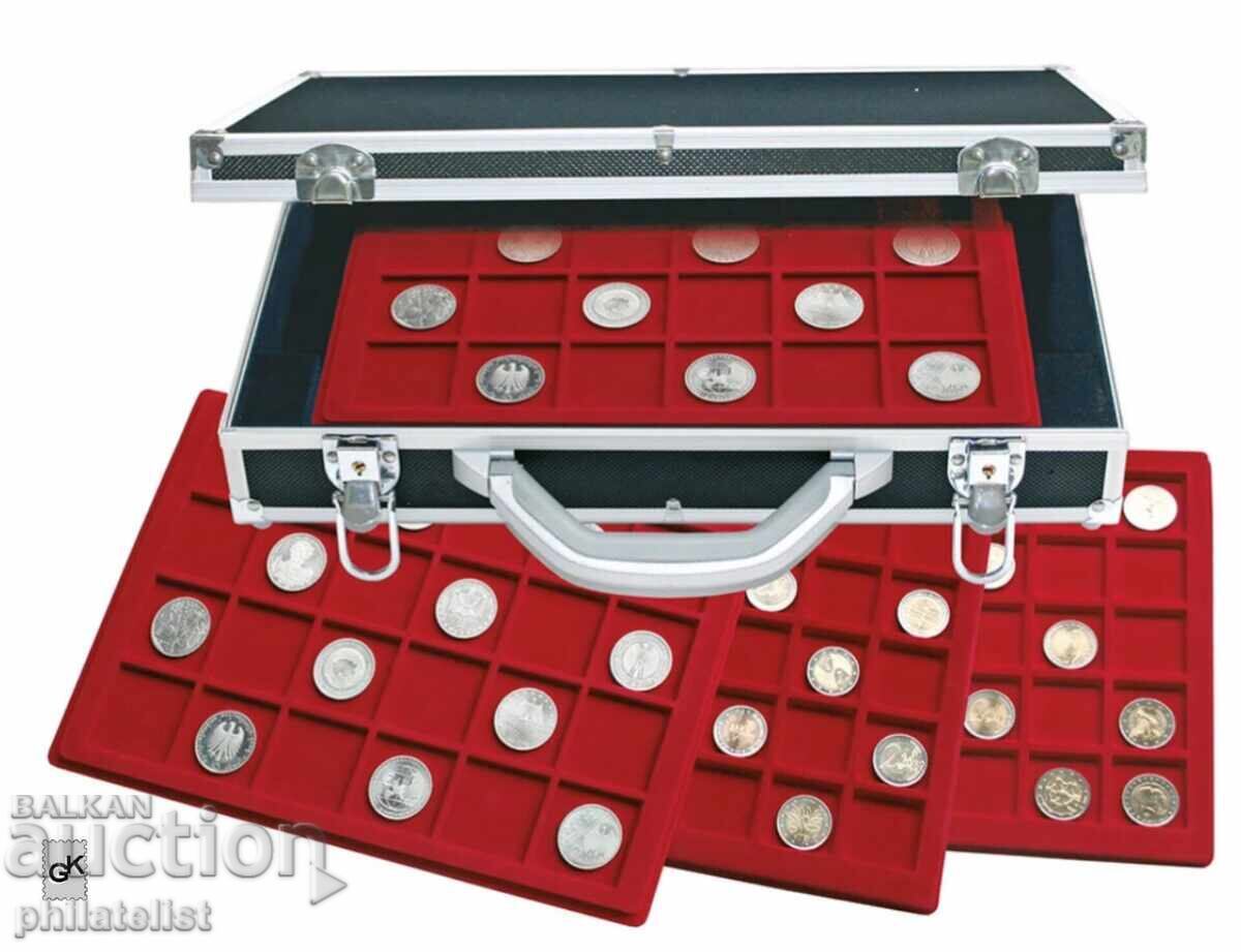 SAFE – Large aluminum suitcase with 6 red coin trays with price 93.00 BGN | € 47.55 SAFE – Large aluminum suitcase with 6 red coin trays with price 93.00 BGN | € 47.55