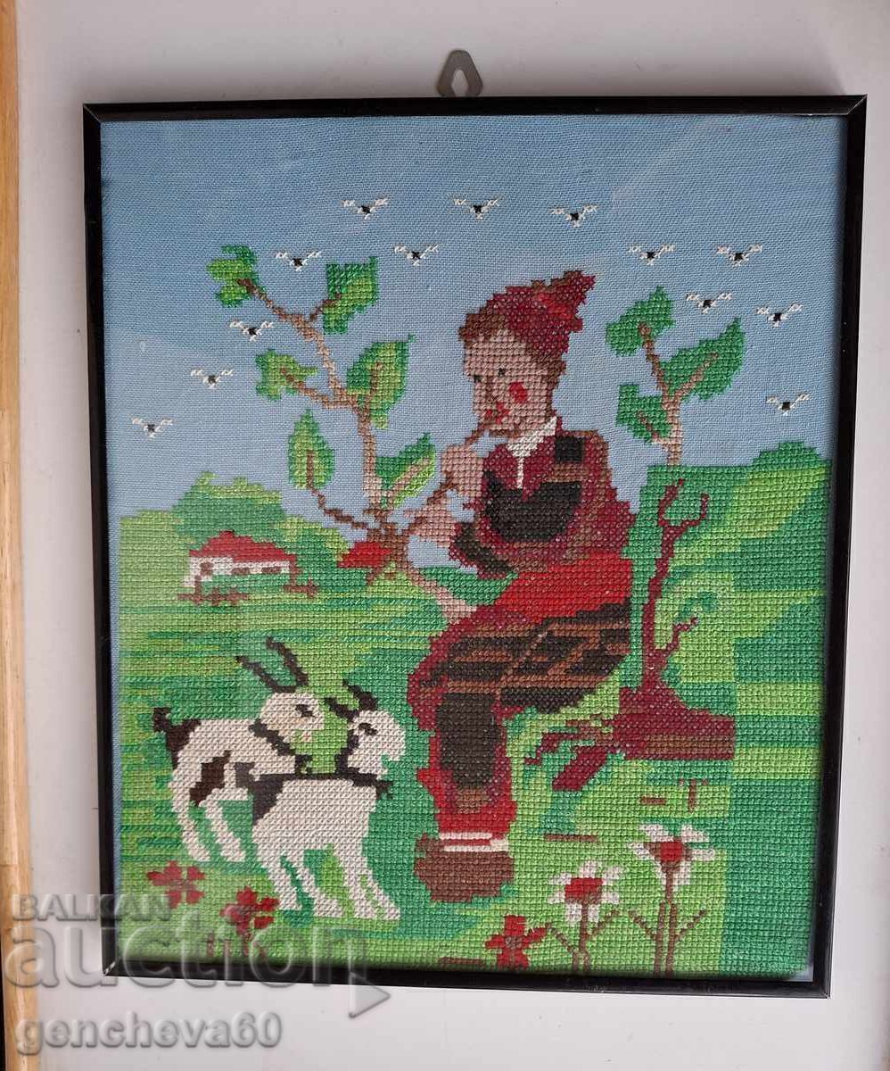 ETNO Broderie bulgărească goblen Păstor și Caprar - 5