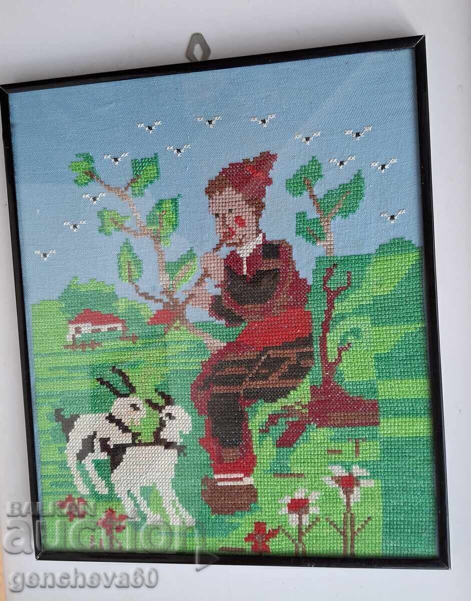 ETNO Broderie bulgărească goblen Păstor și Caprar - 6