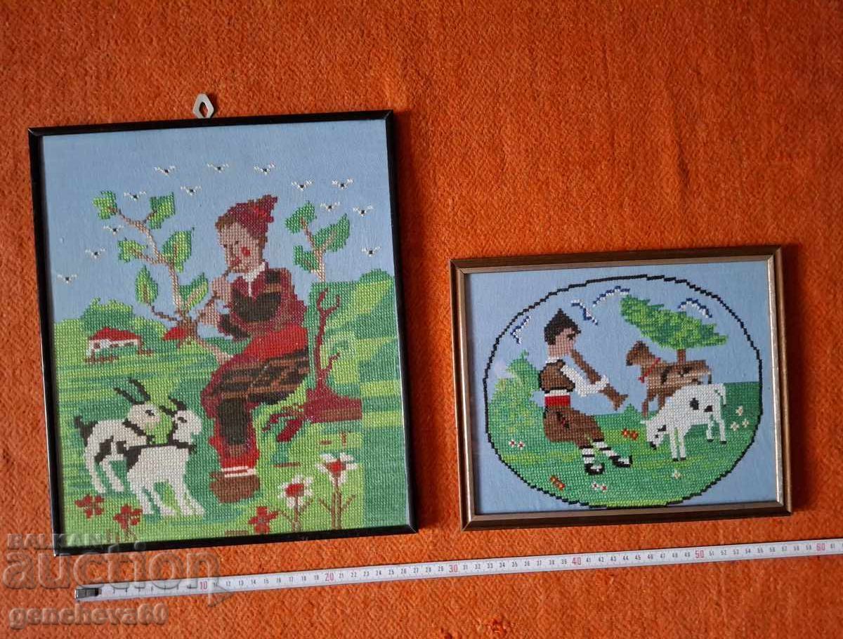 ETNO Broderie bulgărească goblen Păstor și Caprar