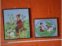 ETHNO Bulgarian embroidery tapestries Shepherd boy and Goat herder