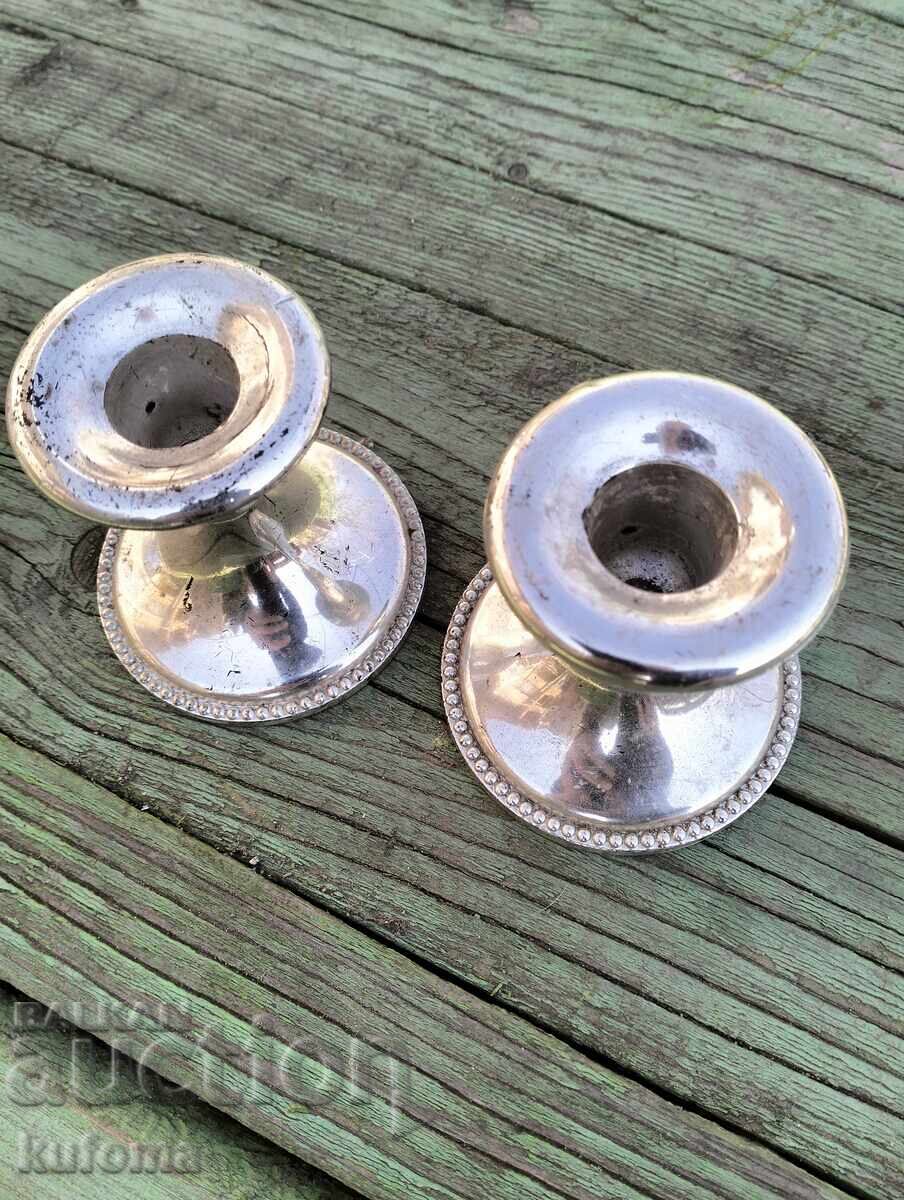 Silver plated candlesticks with price 39.99 BGN | € 20.45 Silver plated candlesticks with price 39.99 BGN | € 20.45
