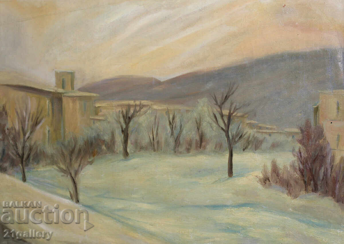 Auction Winter landscape, oil paints, signed 1981. Auction Winter landscape, oil paints, signed 1981.