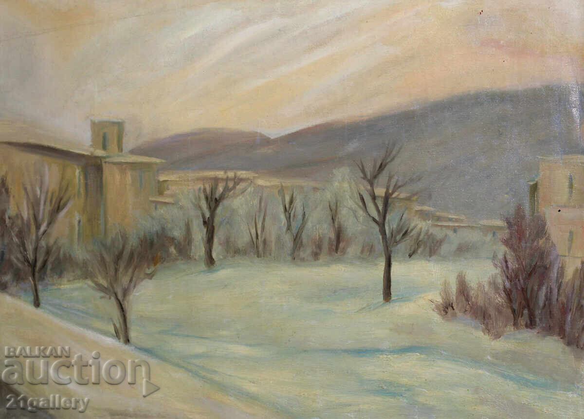 Delivery of Winter landscape, oil paints, signed 1981. Delivery of Winter landscape, oil paints, signed 1981.