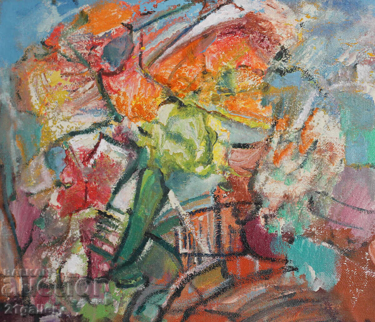 Αφηρημένη σύνθεση, λαδομπογιές, υπογεγραμμένη με τιμή 350.00 BGN | € 178.95 Αφηρημένη σύνθεση, λαδομπογιές, υπογεγραμμένη με τιμή 350.00 BGN | € 178.95