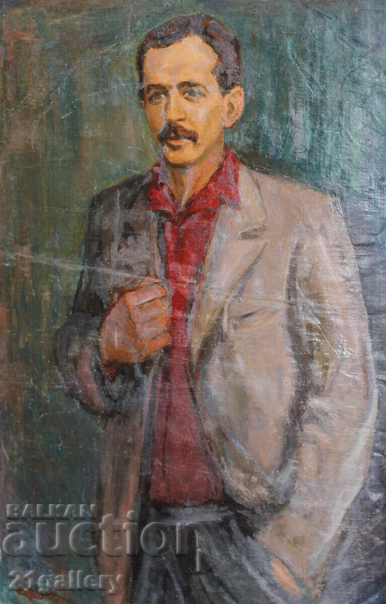 Branimir Tsakov (1943-), Male portrait, oil on canvas, 1972. with price 800.00 BGN | € 409.03