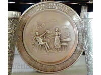 West German pewter plate with painting