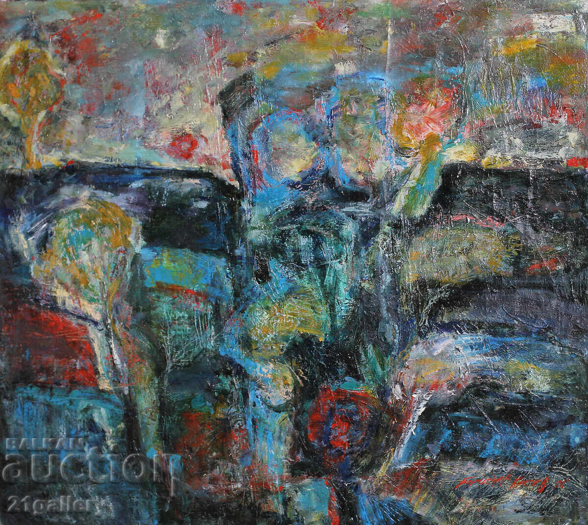 Abstract composition, oil paints 1988. with price 800.00 BGN | € 409.03 Abstract composition, oil paints 1988. with price 800.00 BGN | € 409.03