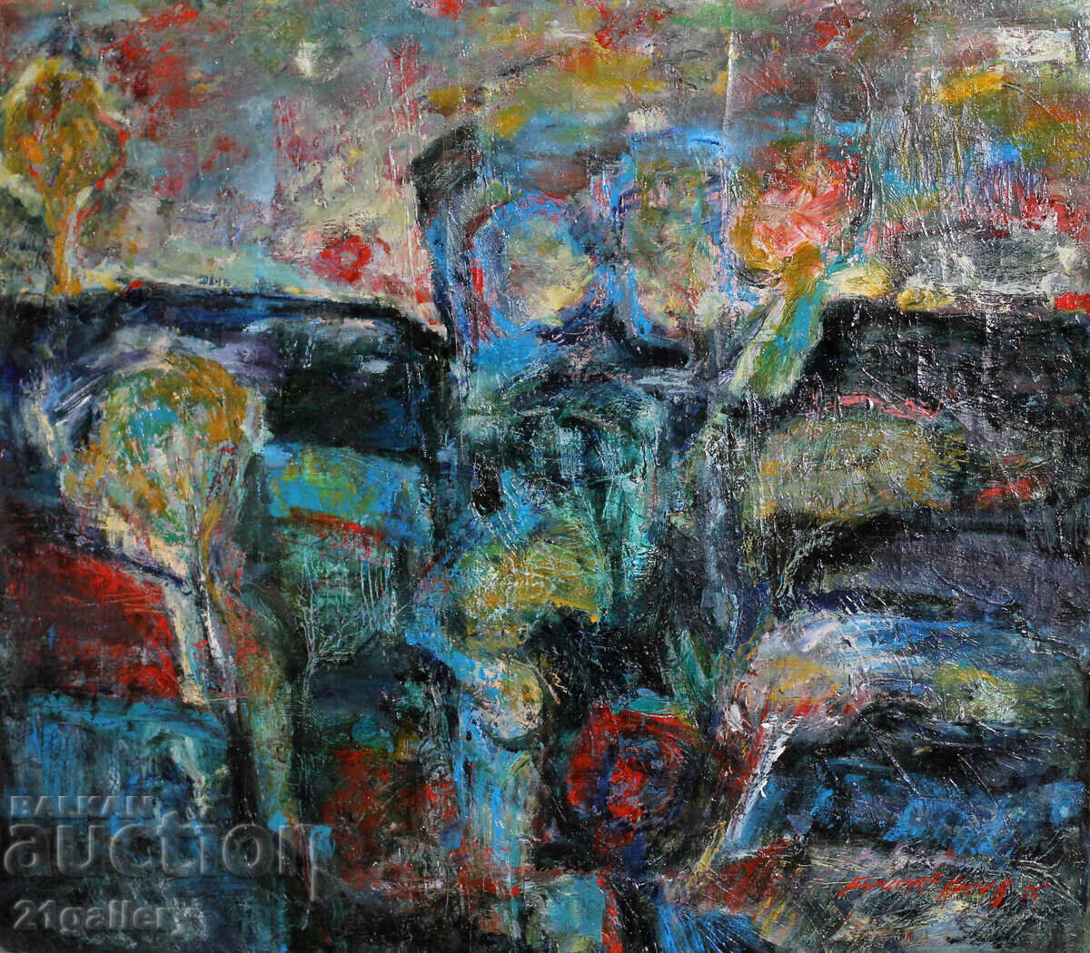 Abstract composition, oil paints 1988. Abstract composition, oil paints 1988.