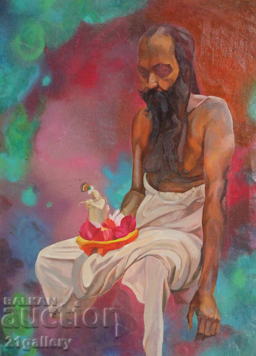 Male portrait, oil paints