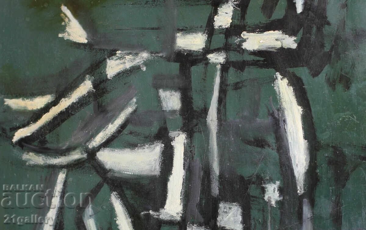 Delivery of Abstract composition, oil paints, signed 2000.