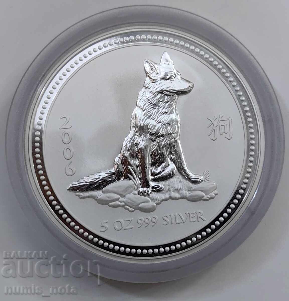 Lunar 5 oz. Anul câinelui de argint 2006 UNC