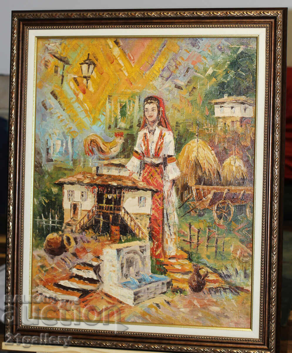 Figural composition - everyday theme, oil paints with price 400.00 BGN | € 204.52 Figural composition - everyday theme, oil paints with price 400.00 BGN | € 204.52