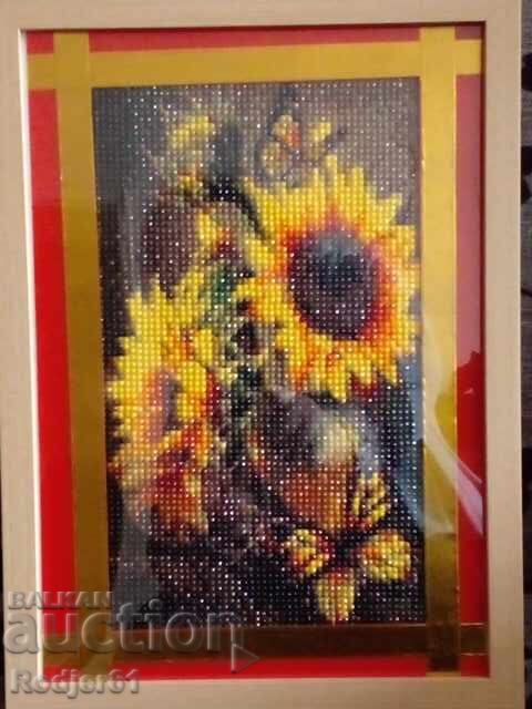 ГОБЛЕН, пъзел, картина с диамантени мъниста - Слънчогледи