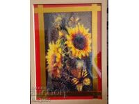 TAPISERIE, puzzle, pictura cu margele de diamant - Floarea-soarelui