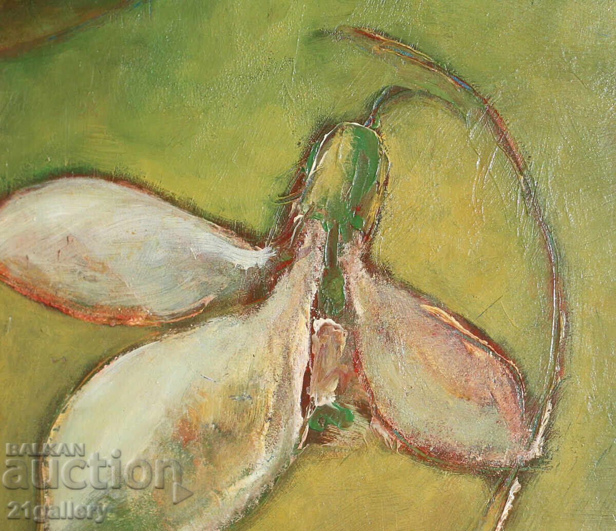 Livrarea Mariyan Ivanov Mano (1948-) Compoziție de ulei cu ghiocel